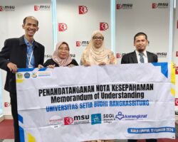 Pengabdian Masyarakat Internasional & Penanandatanganan MoU Tridharma Perguruan Tinggi dengan Karangkraf Media